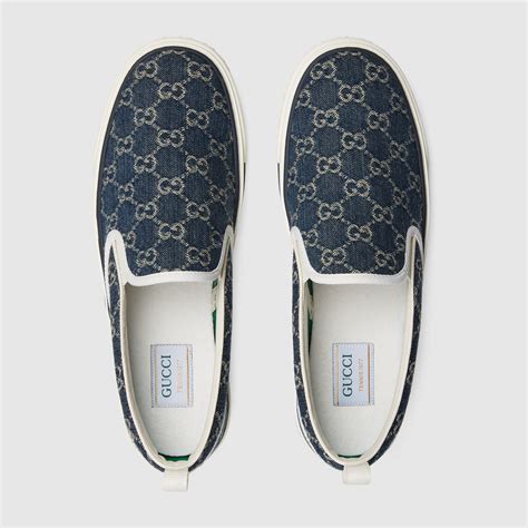 blue gucci slip ons|gucci denim slip on.